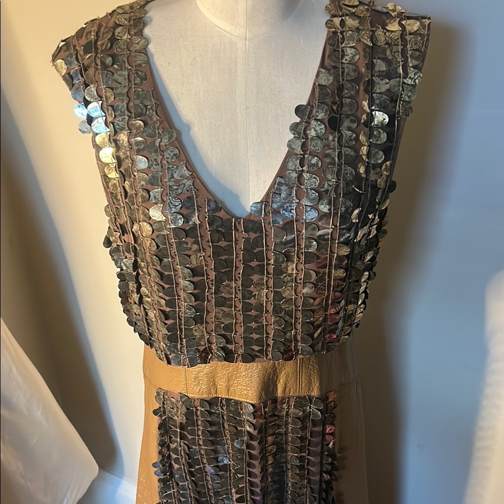 Tracy Reese Blue and Gold Sequin Sheath Mini Dress